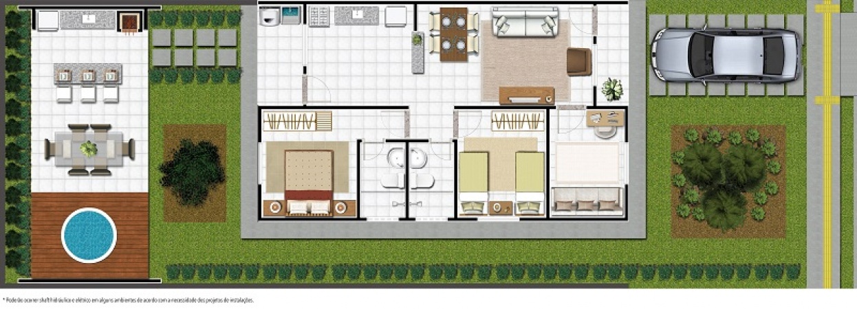 Planta Com hidromassagem - Espaço Gourmet vendido separadamente - Residencial Terra Brasil